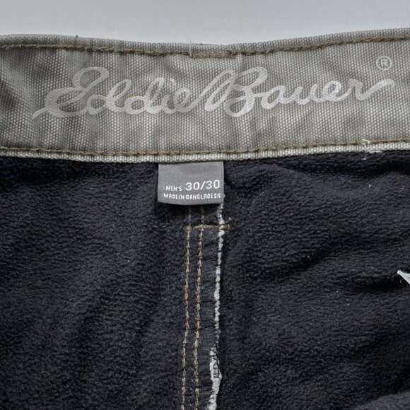 Eddie Bauer Fleece Lined Pants Mens 30x30 (28) Gray Twill Cotton Straight Tech - Picture 3 of 16